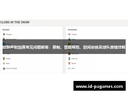 欧联杯附加赛常见问题解答：赛制、晋级规则、时间安排及球队资格详解